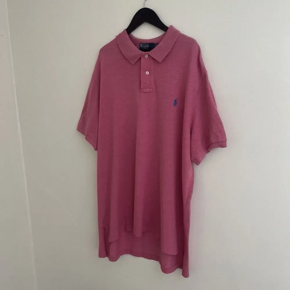Polo Ralph Lauren Vintage Pique Cotton Slim Custom Fit Polo Pony Logo, Red- XXL
